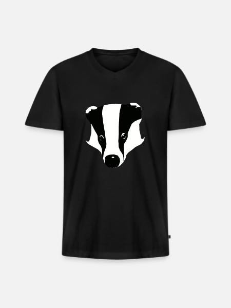 dachs - Männer Premium Bio T-Shirt mit V-Ausschnitt - Schwarz
