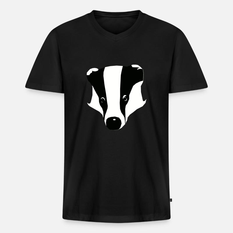 dachs - Männer Premium Bio T-Shirt mit V-Ausschnitt - Schwarz