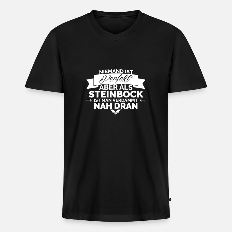 STERNZEICHEN STEINBOCK - Männer Premium Bio T-Shirt mit V-Ausschnitt - Schwarz