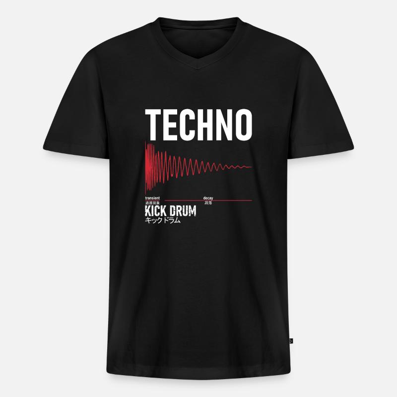 Techno Kick Drum - キックドラム - Männer Premium Bio T-Shirt mit V-Ausschnitt - Schwarz