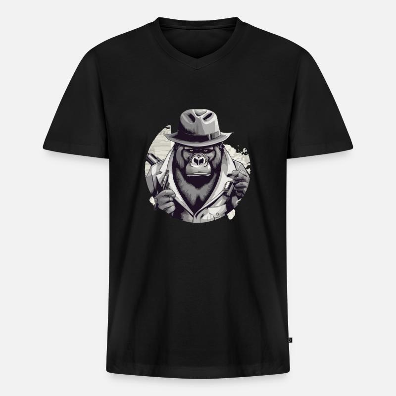 Der Gorilla - Männer Premium Bio T-Shirt mit V-Ausschnitt - Schwarz