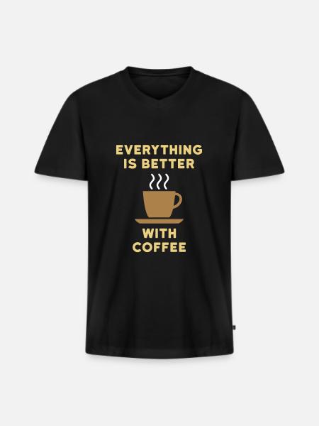 Everything is better with coffee - Men's Premium Organic T-shirt with V-neck - black