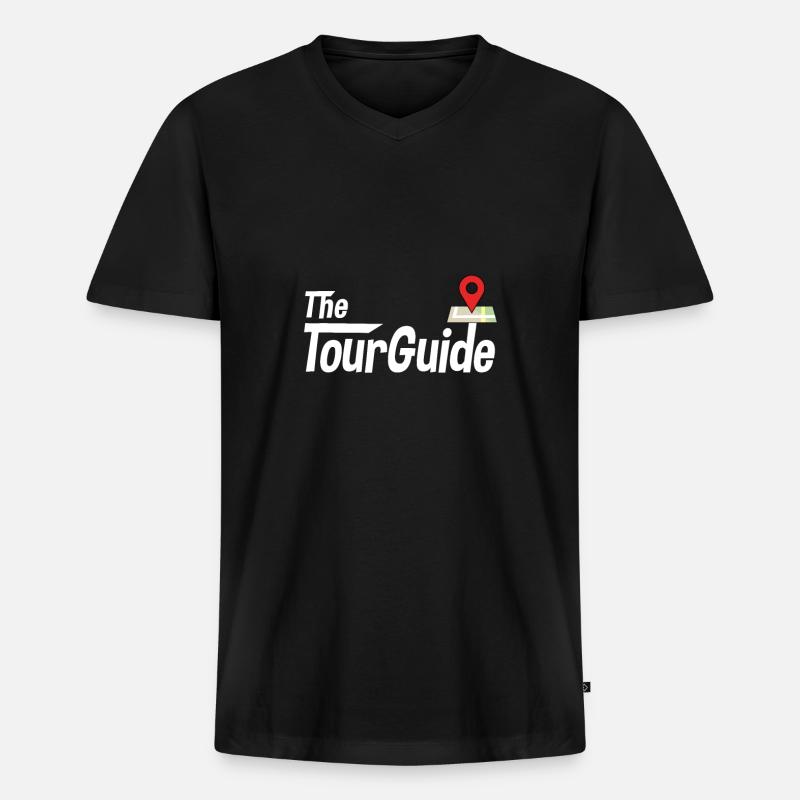 The Tourguide Reiseleiter - Männer Premium Bio T-Shirt mit V-Ausschnitt - Schwarz