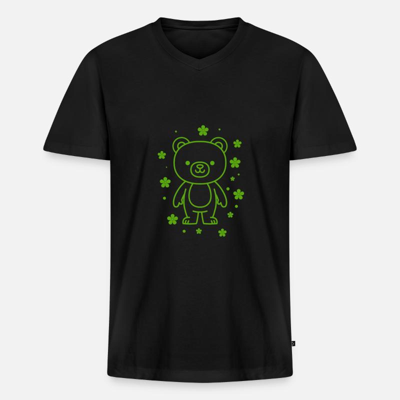 Teddybär - Männer Premium Bio T-Shirt mit V-Ausschnitt - Schwarz