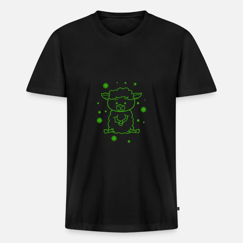Süßes Schaf - Männer Premium Bio T-Shirt mit V-Ausschnitt - Schwarz