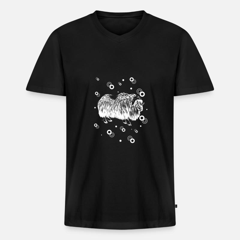 Bison - Büffel - Männer Premium Bio T-Shirt mit V-Ausschnitt - Schwarz