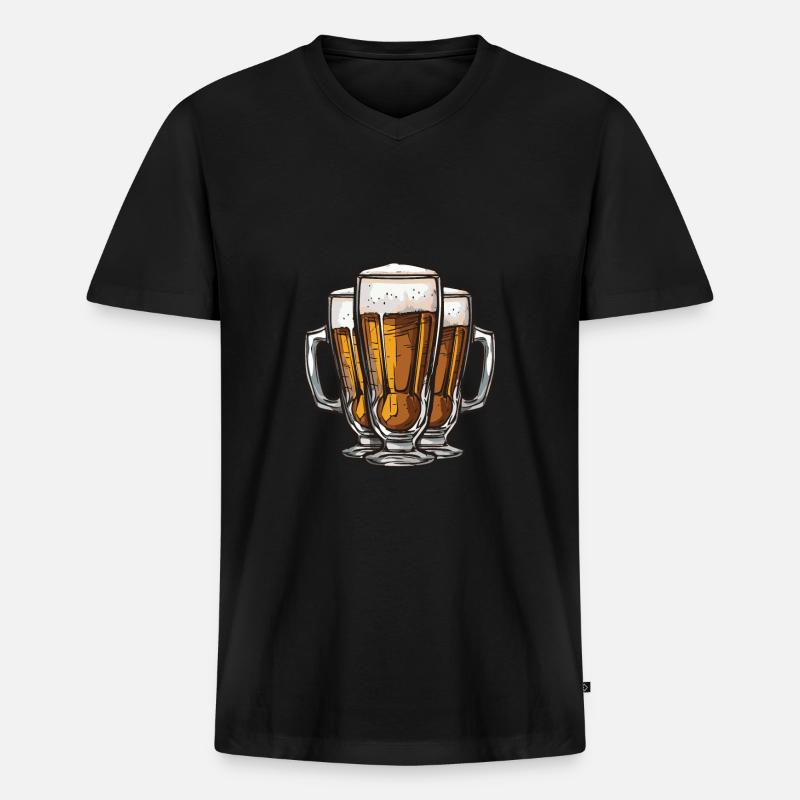 Bier Saufen Drinking - Männer Premium Bio T-Shirt mit V-Ausschnitt - Schwarz