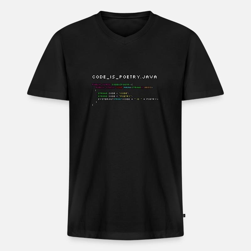 Le code est poetry.java - T-shirt encolure en V Premium bio Homme - noir
