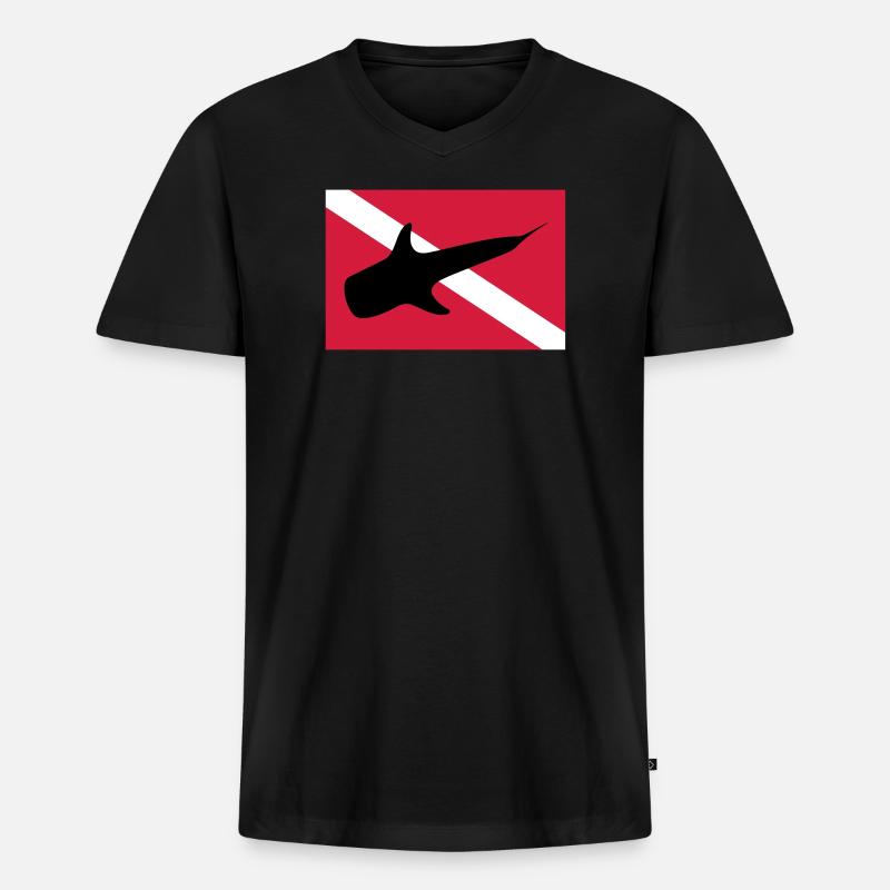 Walhai - Männer Premium Bio T-Shirt mit V-Ausschnitt - Schwarz