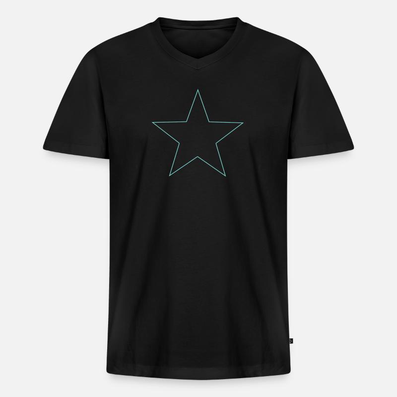 Stern hellblau blue star - Männer Premium Bio T-Shirt mit V-Ausschnitt - Schwarz