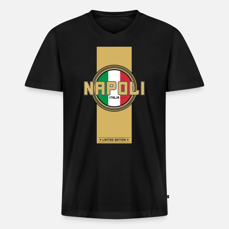 NAPOLI - Männer Premium Bio T-Shirt mit V-Ausschnitt - Schwarz