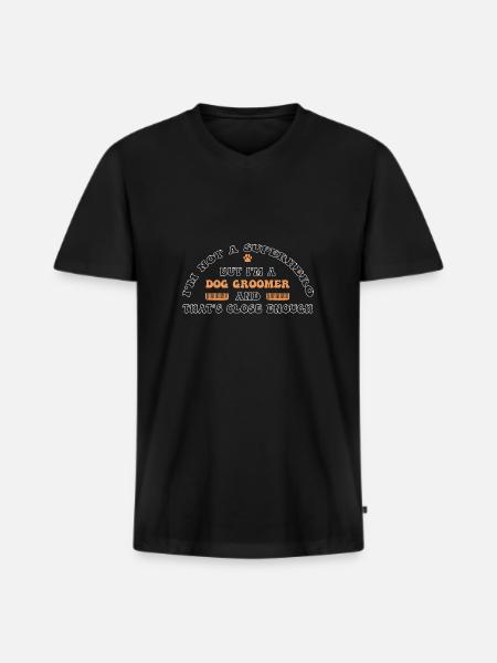 Hundefriseur Hundefrisör - Männer Premium Bio T-Shirt mit V-Ausschnitt - Schwarz
