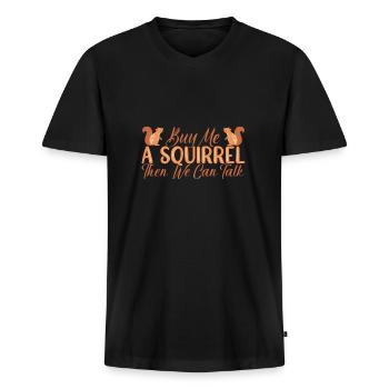 Eichhörnchen - Männer Premium Bio T-Shirt mit V-Ausschnitt - Schwarz - Vorne - Nico (187cm)