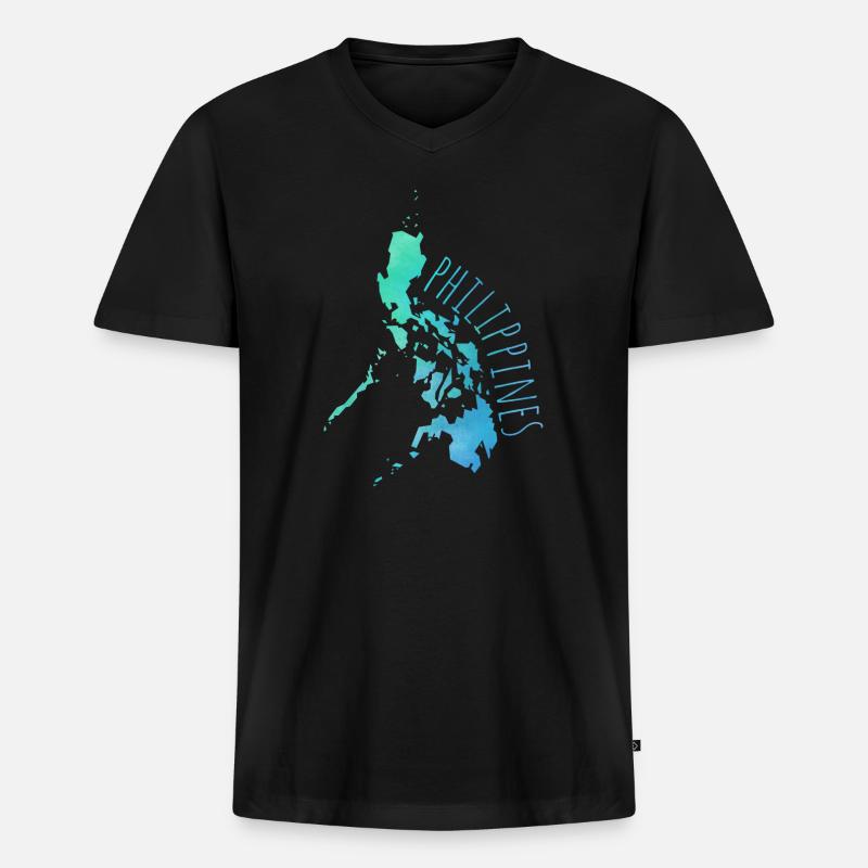 Philippines - Männer Premium Bio T-Shirt mit V-Ausschnitt - Schwarz