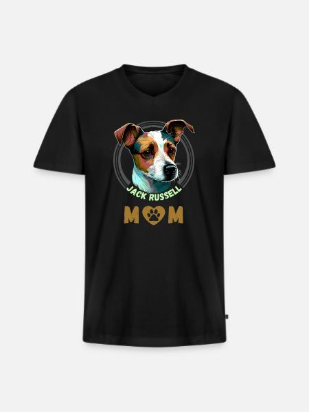 Jack Russell Mom - Men's Premium Organic T-shirt with V-neck - black