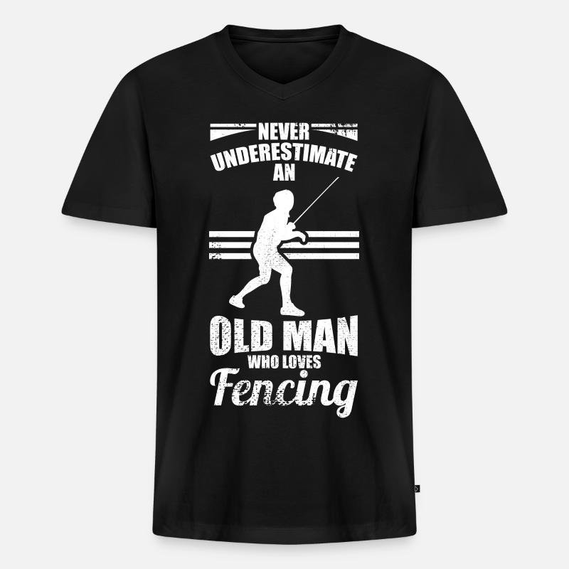 Fechtender Großvater - Männer Premium Bio T-Shirt mit V-Ausschnitt - Schwarz