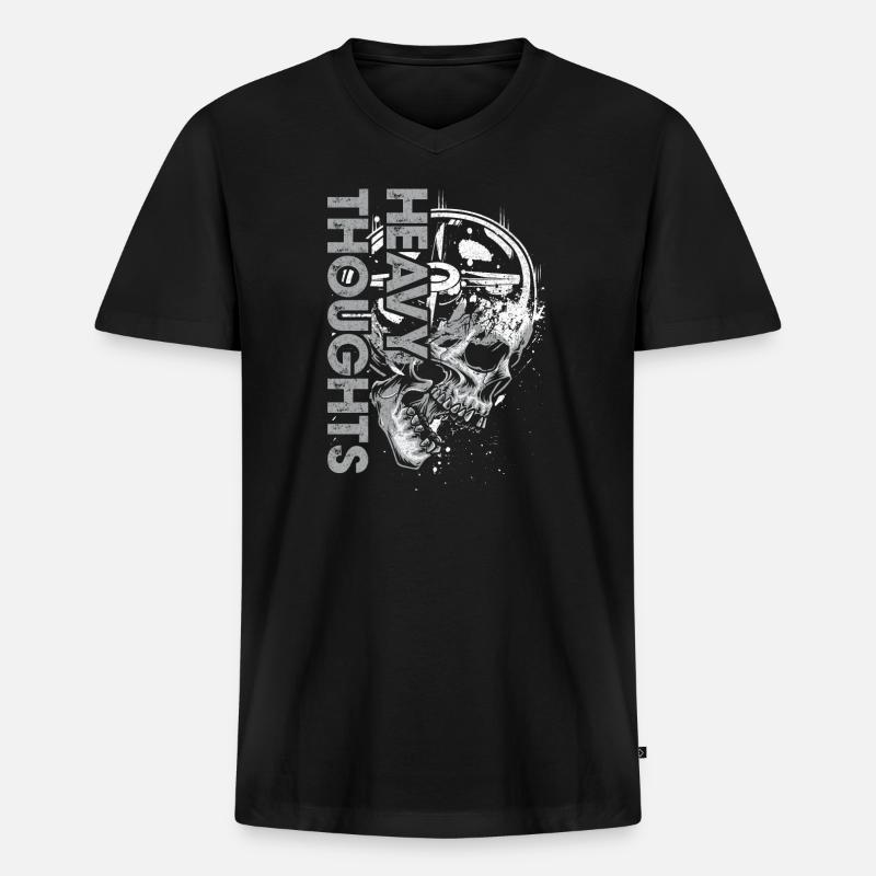 Totenkopf Vinyl Pulse Grafik - Männer Premium Bio T-Shirt mit V-Ausschnitt - Schwarz