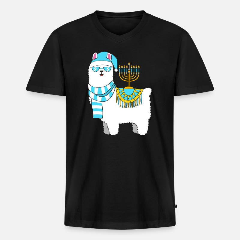 Hanoukka Hanoukka Hanoukka - T-shirt encolure en V Premium bio Homme - noir