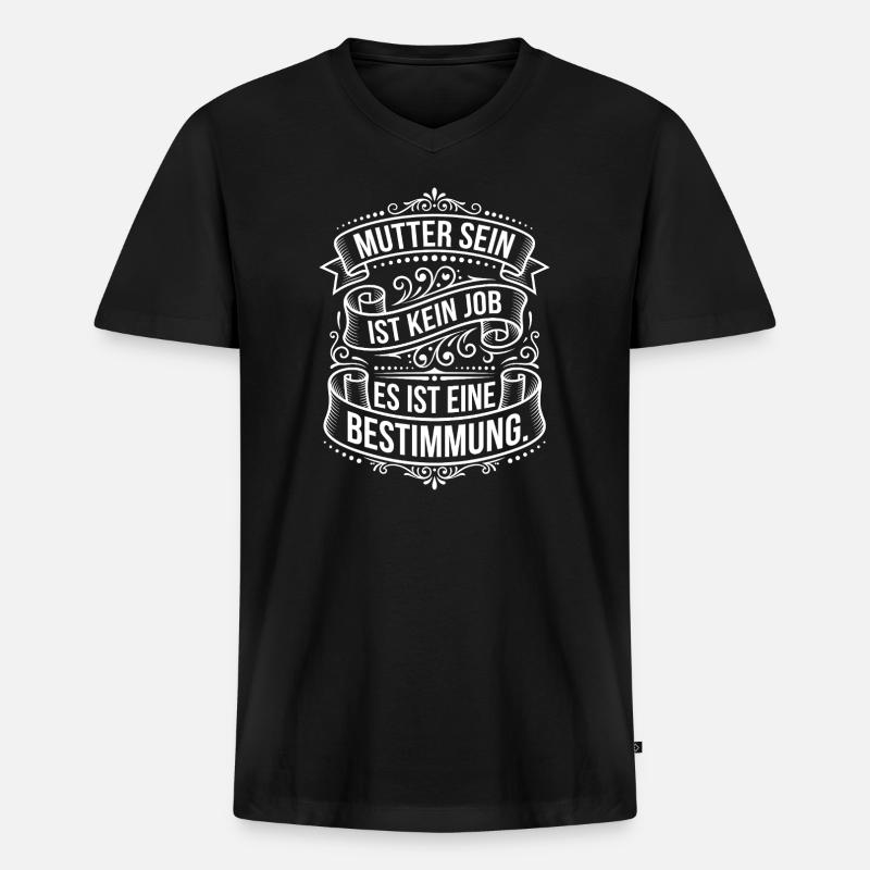 Muttersein ist Bestimmung - Männer Premium Bio T-Shirt mit V-Ausschnitt - Schwarz