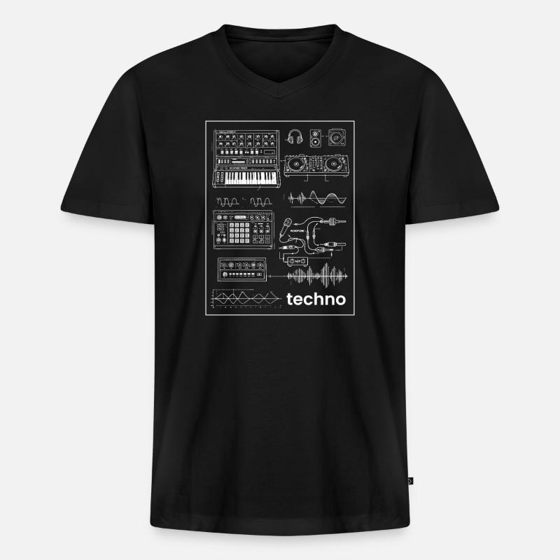 Techno Studio Synthese - Männer Premium Bio T-Shirt mit V-Ausschnitt - Schwarz