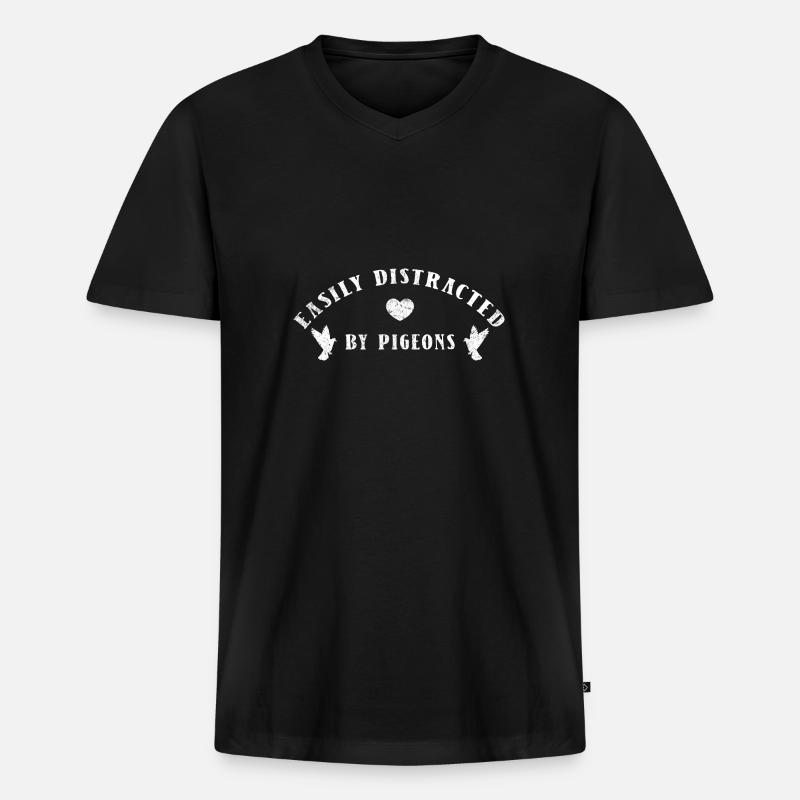 Taube - Männer Premium Bio T-Shirt mit V-Ausschnitt - Schwarz
