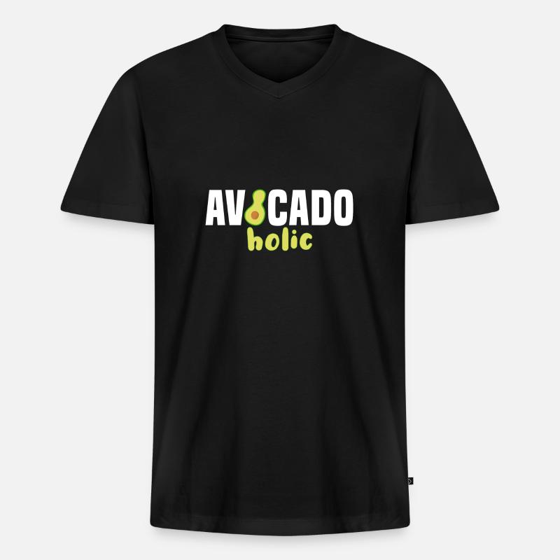 Avocado - Männer Premium Bio T-Shirt mit V-Ausschnitt - Schwarz