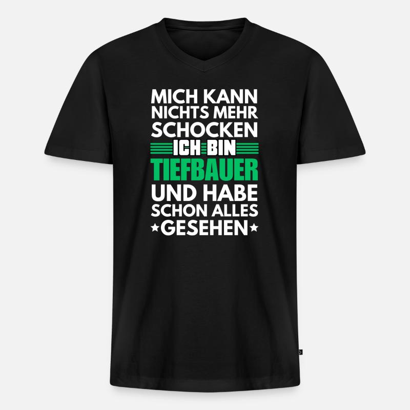 Nicht schockbarer Tiefbauer - Männer Premium Bio T-Shirt mit V-Ausschnitt - Schwarz
