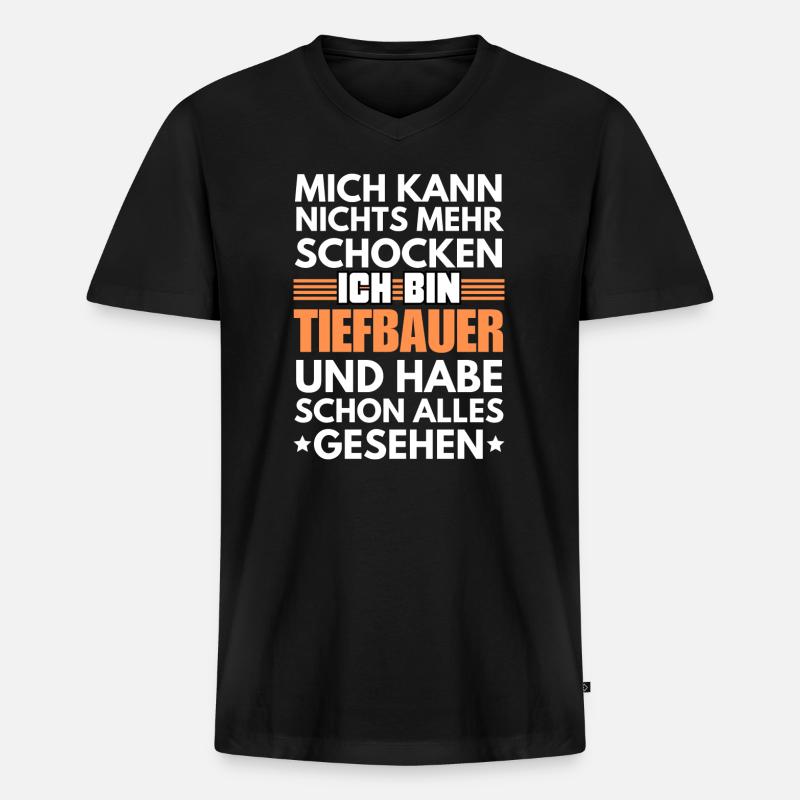 Nicht schockbarer Tiefbauer - Männer Premium Bio T-Shirt mit V-Ausschnitt - Schwarz