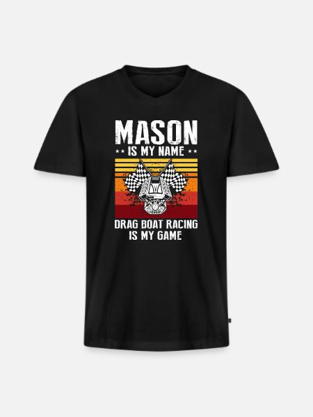 Drag Boot Design für Rennbootfahrer - Männer Premium Bio T-Shirt mit V-Ausschnitt - Schwarz