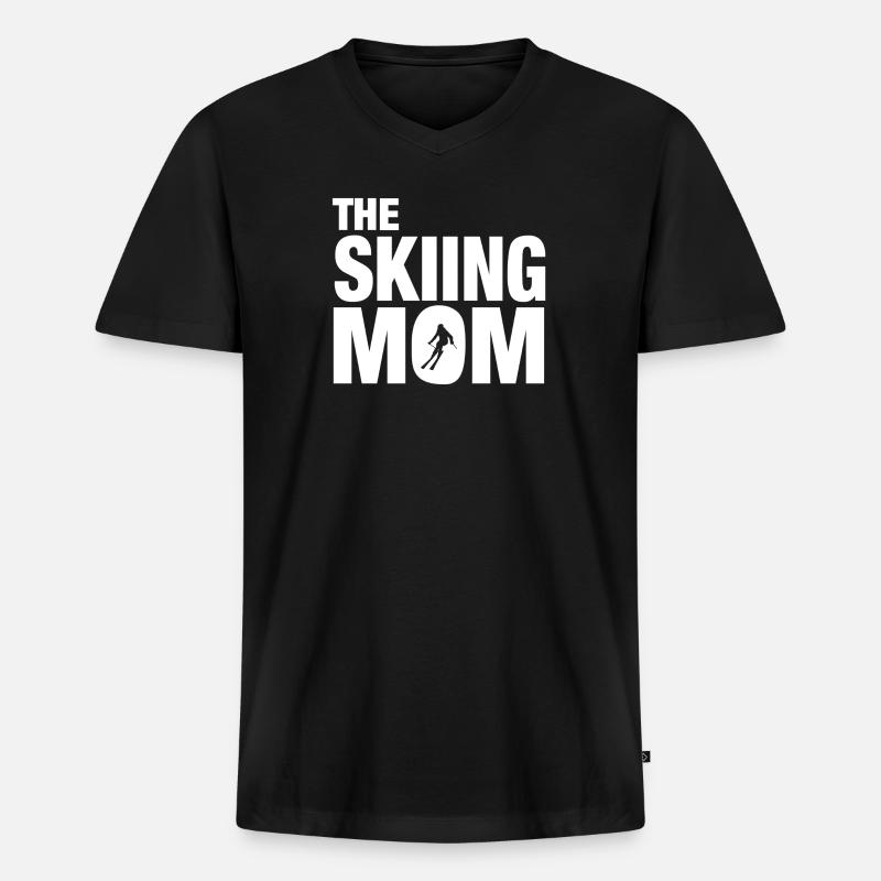 The Skiing Mom - Männer Premium Bio T-Shirt mit V-Ausschnitt - Schwarz