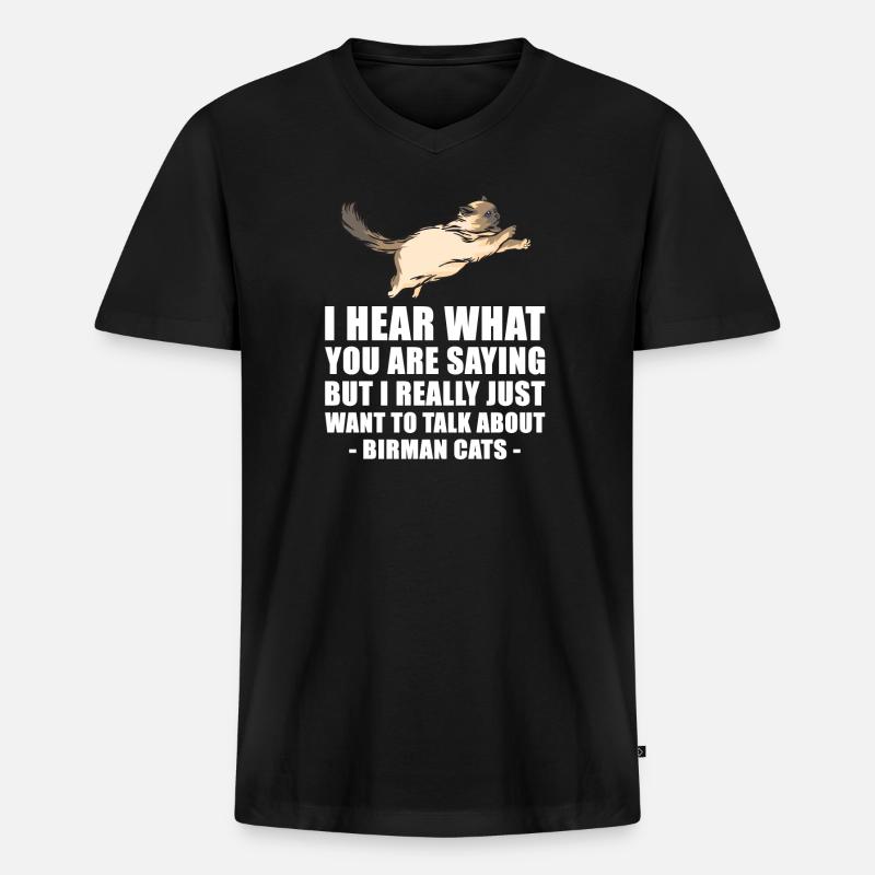 Birman Katze nettes Geschenk - Männer Premium Bio T-Shirt mit V-Ausschnitt - Schwarz