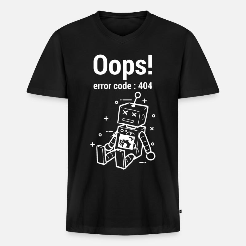 Oops Fehler 404 Grafik - Männer Premium Bio T-Shirt mit V-Ausschnitt - Schwarz