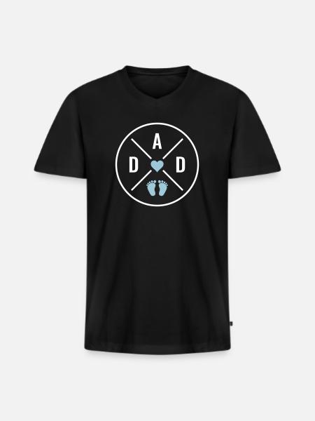 DAD Hjerte Baby Baby Fødder Far Kærlighed Fars Dag Far - Premium økologisk T-shirt med V-hals til mænd - sort