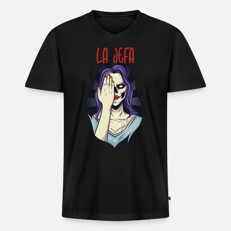 La Jefa - die Chefin - Männer Premium Bio T-Shirt mit V-Ausschnitt - Schwarz