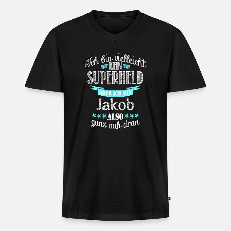 jakob - Männer Premium Bio T-Shirt mit V-Ausschnitt - Schwarz
