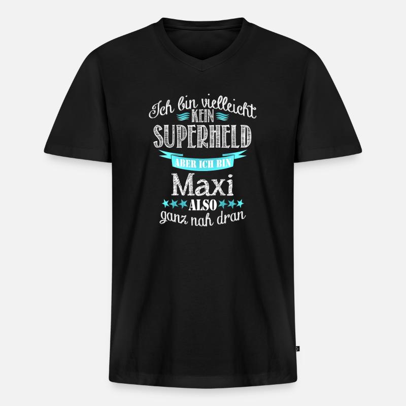 maxi - Männer Premium Bio T-Shirt mit V-Ausschnitt - Schwarz