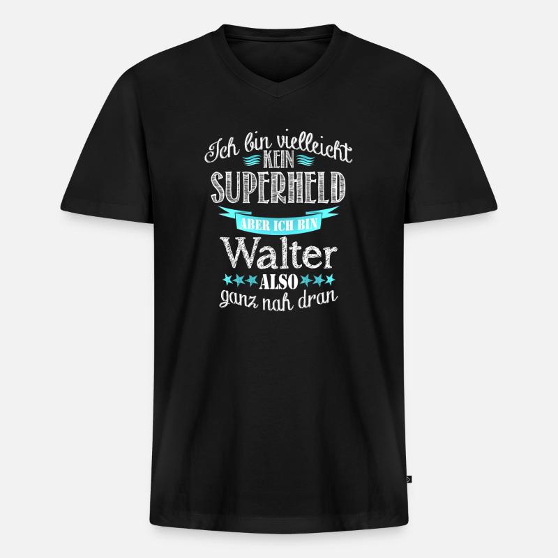 walter - Männer Premium Bio T-Shirt mit V-Ausschnitt - Schwarz