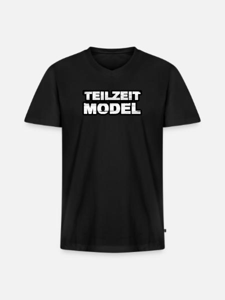 Teilzeit Model - Männer Premium Bio T-Shirt mit V-Ausschnitt - Schwarz