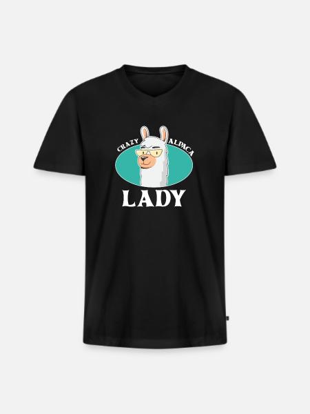 Crazy Alpaca Lady Alpacas - Men's Premium Organic T-shirt with V-neck - black
