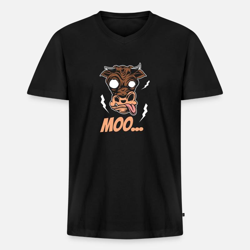 MOO - Männer Premium Bio T-Shirt mit V-Ausschnitt - Schwarz