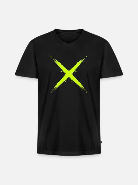 Cross design vector yellow - Men's Premium Organic T-shirt with V-neck - black