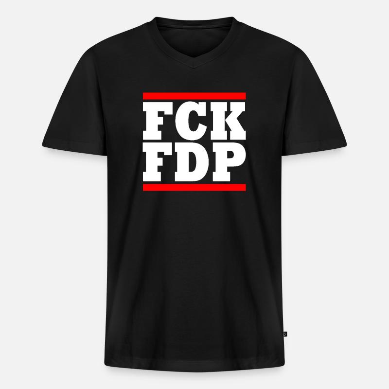 Fck fdp - Männer Premium Bio T-Shirt mit V-Ausschnitt - Schwarz