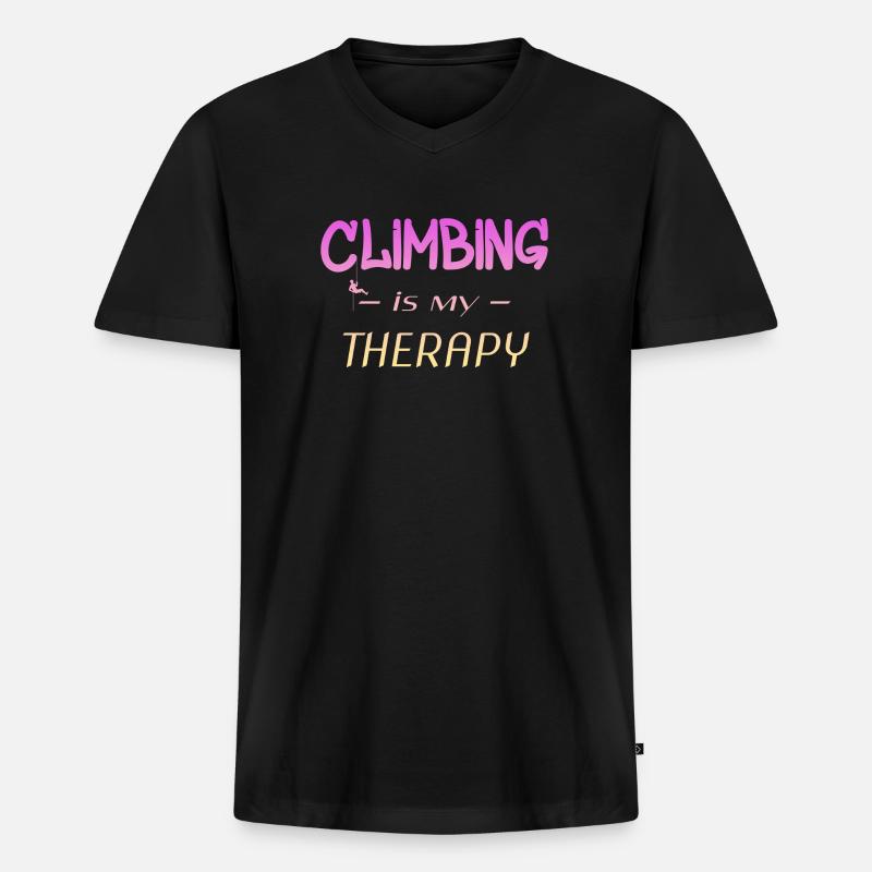 Climber Retro Climbing - Männer Premium Bio T-Shirt mit V-Ausschnitt - Schwarz