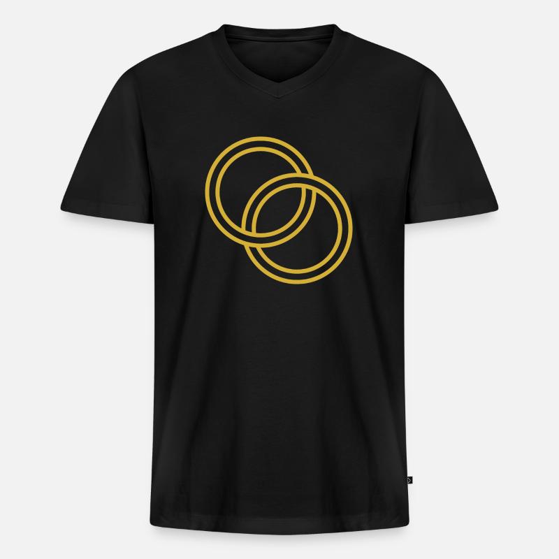 goldene verschlungene Eheringe - Männer Premium Bio T-Shirt mit V-Ausschnitt - Schwarz