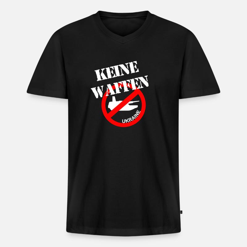 Ukraine Panzer Waffen Frieden - Männer Premium Bio T-Shirt mit V-Ausschnitt - Schwarz