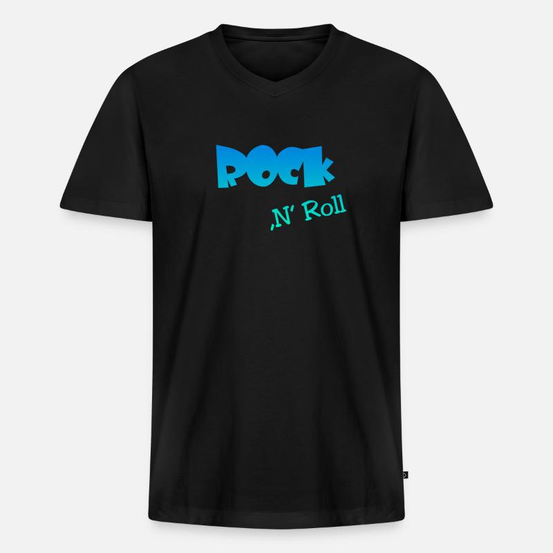 Rock n Roll - Männer Premium Bio T-Shirt mit V-Ausschnitt - Schwarz