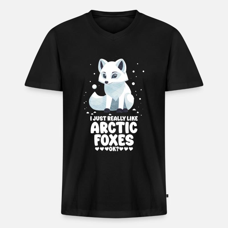 Niedliches Polarfuchs-Geschenk - Männer Premium Bio T-Shirt mit V-Ausschnitt - Schwarz