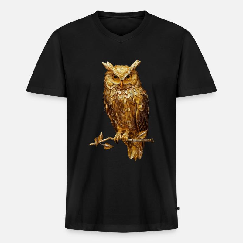 Eule - Männer Premium Bio T-Shirt mit V-Ausschnitt - Schwarz