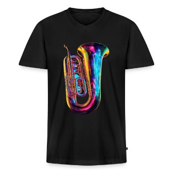 Tuba - Männer Premium Bio T-Shirt mit V-Ausschnitt - Schwarz - Vorne - Nico (187cm)