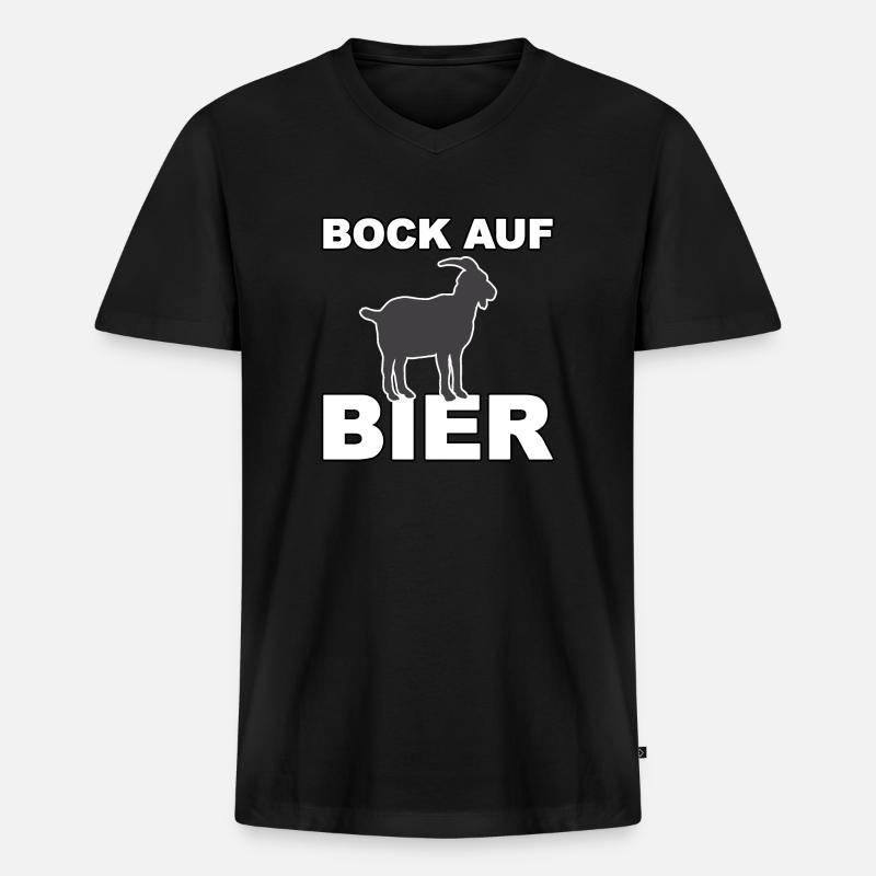 Bock auf Bier - Männer Premium Bio T-Shirt mit V-Ausschnitt - Schwarz